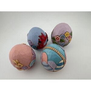 Jim Shore Heartwood Creek Easter Egg Set of 4 Bunny Floral Cardinal Folk Art